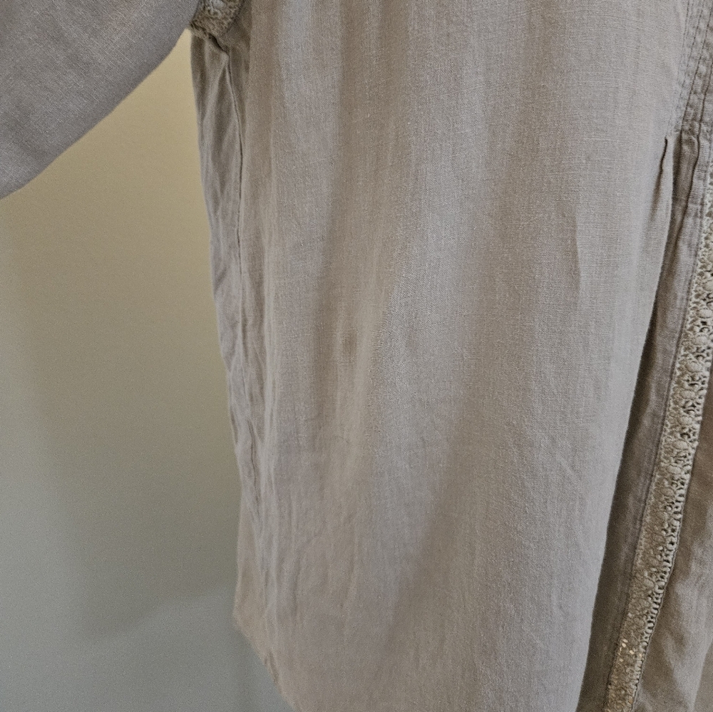 J. Jill Taupe Shirt with Lace Trim Women's Size Large L - Picture 8 of 13